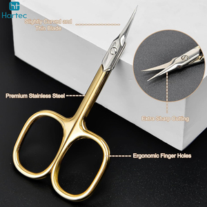 Service OEM ODM, ciseaux à ongles de précision durables plaqués or, ciseaux à ongles courbés en acier inoxydable avec poignées en acier - Product Image 4