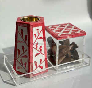 Jarrón Decorativo Artesanal con Incrustaciones de Hueso Verde y Blanco, con Caja de Almacenamiento para Adornos a Juego, Juego de Decoración para el Hogar Hecho a Mano de Lujo - Product Image 3