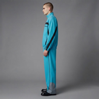 Ensemble de survêtement pour homme, veste à capuche bleu uni et pantalon large, 100% polyester nylon, écologique, léger, urbain, sur mesure, 2 pièces