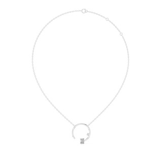 Collier pendentif cercle ouvert avec diamant de laboratoire taille émeraude 1-3 carats, en or 18K/14K/10K ou argent 925, certifié IGI, sertissage moderne à griffes - Product Image 2