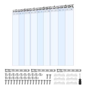 Strisce per Porte Industriali in PVC Trasparente, Altezza 80 x Larghezza 36, Spessore 0,08, 6 Pezzi, per Congelatori e Frigoriferi, Superficie Liscia - Product Image 1