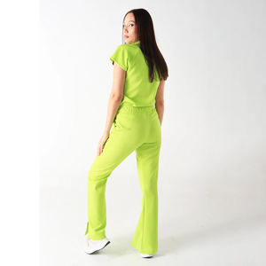 Ensemble de tenue médicale unisexe personnalisé pour infirmières, avec haut décontracté à fermeture éclair quart et pantalon, en tissu tissé à la main, détection d'aiguilles - Product Image 3