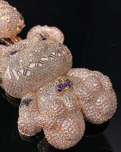 Colgante de Moissanita Iced Teddy, Chapado en Oro de 18K, Amuleto de Oso de Dibujos Animados, Joyería Temática de Lujo, Regalo Unisex - Product Image 2