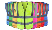 Chaleco de Seguridad Reflectante Fluorescente de Alta Visibilidad Antiestático con Logotipo Personalizado Gratuito, Chaleco de Seguridad Multibolsillos Resistente al Viento para Trabajadores