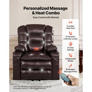 Sillón Reclinable Eléctrico de Triple Motor con Calefacción y Masaje, Ajuste de Posición Infinita, Extensible, Grande, para Personas Mayores - Product Image 4