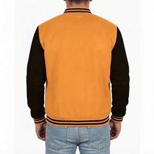 2027 Top Men's Varsity <b>Jacket</b> Black Sleeve Casual College Style Button Front Solid Color Custom College University Team <b>Jacket</b> - Product Image 3