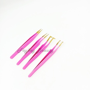 Pince à épiler de haute qualité Outils d'extension de faux cils Couleurs roses Pince à cils en acier inoxydable à vendre - Product Image 6