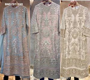 Colección Premium de Ropa de Fiesta en Faux Georgette con Bordado de Lentejuelas, Conjunto Completo de Plazzo-Kurta y Dupatta, Ropa Étnica - Product Image 2