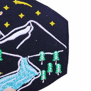 OEM Handmade Embroidery Patch Custom Logo Iron On Clothing <b>Badge</b> with Full Woven Fabric Design - Product Image 3