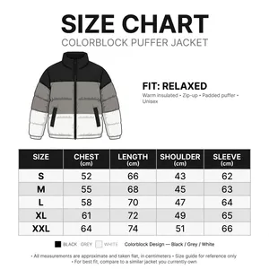 Blouson d'hiver décontracté unisexe en duvet coupe-vent à col montant, tissé, color block, avec fermeture éclair sur le devant - Product Image 6