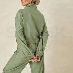 Custom Two Piece Windbreaker Jacket And Pant Set Streetwear <b>Zip</b> <b>Up</b> Polyester Nylon Windbreaker Tracksuit Set Solid Color - Product Image 4