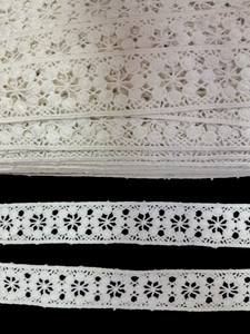 Premium quality <b>White</b> Cotton Crochet <b>Lace</b> Border Trim <b>Fabric</b> Floral Pattern Breathable Eco-Friendly Lightweight Saree Dress Bulk - Product Image 2