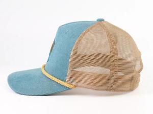 Casquette Snapback Rétro Bleue en Maille avec Broderie Artistique Premium sur le Devant, Réglable, Unisexe, pour Activités Estivales en Plein Air - Product Image 4
