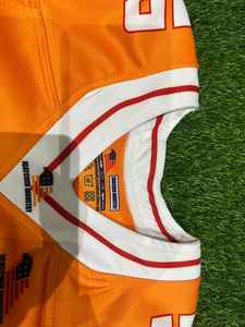 Meera Impex American Football Jersey Set Orange White Sublimated 100%Polyester Breathable V-Neck Short Sleeve Adult Size Uniform - Product Image 5
