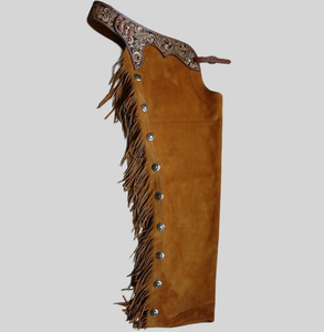 "Premium Western Leather <b>Chaps</b> Cowboy <b>Riding</b> Gear Durable & Comfortable Adjustable Fit Handmade for Horse <b>Riding</b> & Rodeo - Product Image 1