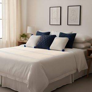 SOGA 5PC <b>Navy</b> Blue Diamond Knit Pillowcase Cream White Ribbed Knit <b>Pillow</b> Cover Pom-Poms Decorative Throw <b>Pillows</b> Set for Decor - Product Image 4