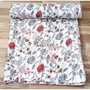 Couvre-lit Kantha fait main ART&ART, best-seller, 100% coton, imprimé à la main, motif floral, poids du tissu 220g, pour femmes - Product Image 4