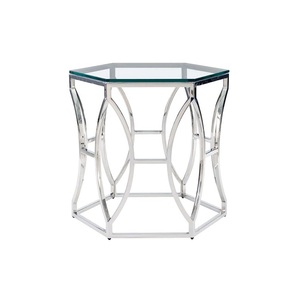 Decorative Metal <b>Side</b> <b>Table</b> With Glass <b>Top</b> Functional Living Room Furniture Beautiful Finish Strong And Durable - Product Image 3