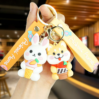 Lot de porte-clés en PVC de la série Animaux Mignons pour la maison, en caoutchouc souple 3D (Singe, Ours, Lapin, Chien), ornements à suspendre pour sac, porte-clés promotionnels