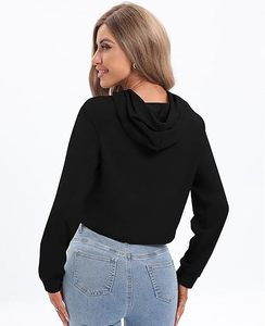 Sweat-shirt à capuche court pour femme avec logo personnalisé – Léger, décontracté, style streetwear - Product Image 2