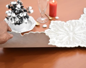 Handmade Luxury Customized Shape Fabric Table <b>Runner</b> <b>Green</b> Cream Embroidered Design Mats Pads Eco-Friendly Durable Lightweight - Product Image 2