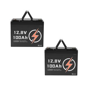 Confezione da 2 Batterie LiFePO4 12V 100Ah a Ciclo Profondo, Litio Ferro Fosfato, BMS Professionale per Basse Temperature, 15000 Cicli, Potenza di Uscita 2.5kWh, 6V Nominale - Product Image 1
