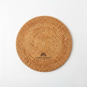 แผ่นรองจานหวายทรงกลม ทำด้วยมือ ทอจากหวายธรรมชาติ สำหรับโต๊ะอาหาร ทนความร้อน กันลื่น - Product Image 2