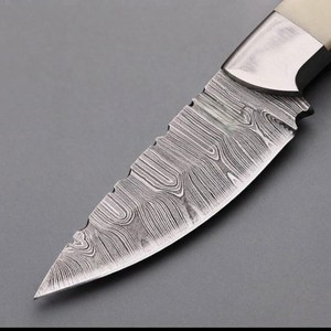 Handmade Industrial Grade Damascus Steel Hunting <b>Knife</b> With <b>Bone</b> <b>Handle</b> and Leather Sheath for Outdoor Camping - Product Image 2