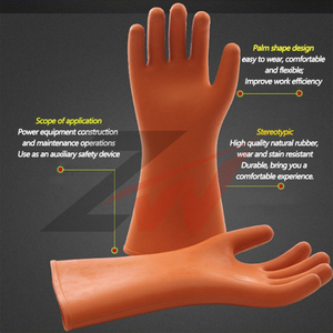 Gants isolants diélectriques en caoutchouc haute tension orange pour électriciens, vente en gros, directement de l'usine, personnalisables haute tension - Product Image 4