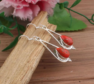 Pendientes Colgantes de Plata de Ley con Turquesa Natural Azul Cabujón, Estilo Boho Vintage, Joyería Certificada IGI, Regalo para Mujer - Product Image 4