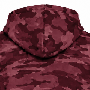 Burgundy Camo Pullover Hoodie Men Custom Camouflage Printed <b>Fleece</b> <b>Sweatshirt</b> Kangaroo Pocket Drawstring Casual Winter Hooded - Product Image 4
