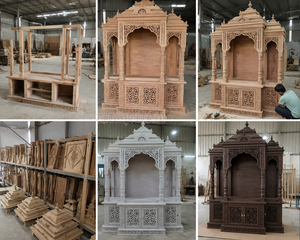 Big Size Traditional Modern Swaminarayan Temple <b>Mandir</b> Classic Carved Teak Wood Waterproof Dark Brown Handcrafted Hindu Puja USA - Product Image 2