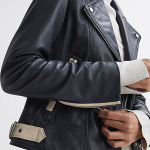 Nouvelle arrivée, vente chaude, veste bomber en cuir véritable pour femmes, cuir de vache imprimé et brodé, imperméable, veste en cuir véritable pour femmes - Product Image 3