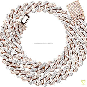 Hot Sale Cuban <b>Chain</b> <b>Iced</b> <b>Out</b> 925 Sterling Silver Hip Hop Necklace Men Moissanite Diamond for Certified Best Price - Product Image 2
