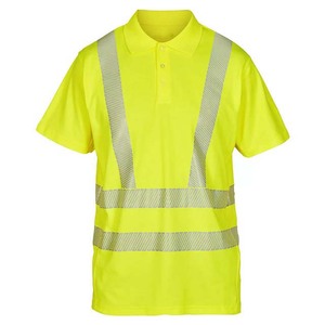 High Visibility Men's <b>Orange</b> <b>Polo</b> Shirt with Reflective Stripes Workwear Uniform Polyester Material - Product Image 6