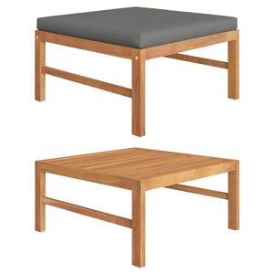 ที่พักเท้าไม้สักสีเทาเข้มพร้อมเก้าอี้สวนแบบพกพาโพลีเอสเตอร์ขนาดกลาง - Product Image 1