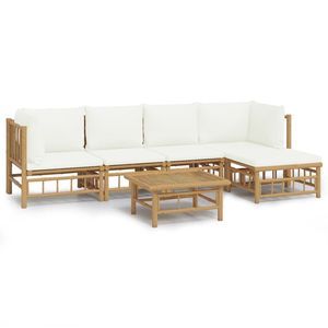 Ensemble de salon de jardin blanc crème avec bambou naturel pour canapés d'extérieur - Product Image 2