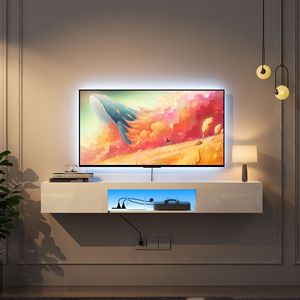 Modern 63\" <b>Wall</b>-Mounted <b>Floating</b> TV Stand with 16 Color LEDs Entertainment Center for 55 60 65 Inc TVs - Product Image 1