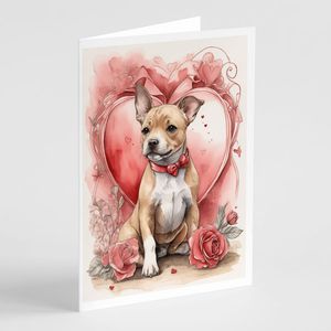 Whimsical A7 tamaño 5x7 nuevo Staffordshire Bull Terrier Valentine Roses tarjetas de felicitación paquete 8 tarjetas de nota en blanco con sobres - Product Image 1