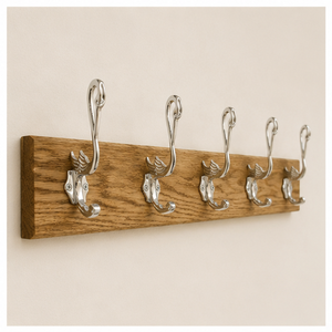 Handmade Solid Wood Wall Mounted Coat <b>Rack</b> with 5 Elegant Swan Design Hooks Entryway Organizer for Coats Hats and Bags - Product Image 5