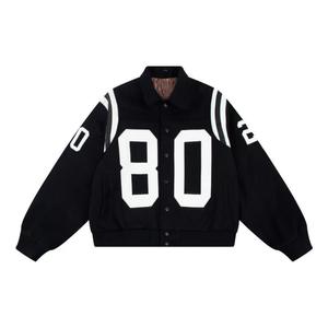 แจ็คเก็ตเบสบอลลำลองแบบ Letterman ปกพับได้ ปักโลโก้ ผ้าทวีดลายงูหลาม สำหรับฤดูหนาว - Product Image 1