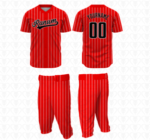 Ranum Baseball Uniform Set Red Striped Jersey Pants Hoodie <b>Coach</b> Jacket Backpack Socks Sublimated Breathable Moisture Wicking - Product Image 5