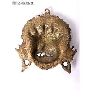 Masque mural Mahakala de divinité bouddhiste tibétaine de 6 pouces fait à la main en Inde - Product Image 3