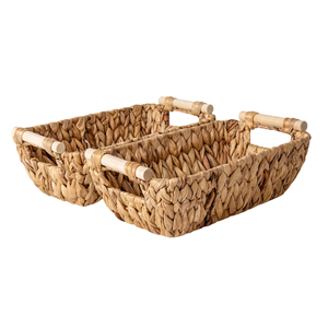 Elegant Design Water Hyacinth Storage <b>Box</b>, Artisan Crafted Handwoven Basket With Handles For Living Room Decor Vietnam - Product Image 1