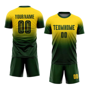 Conjunto de Camiseta de Fútbol JAKTIVE WEAR Sublimada Personalizada 100% Poliéster para Hombre, Amarillo y Verde Degradado, Cuello Redondo, Manga Corta, Absorbente de Humedad - Product Image 3