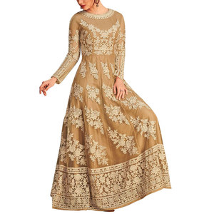 Robe longue élégante pour femme, col rond, manches longues, unie, pour soirée formelle, respirante et tendance - Product Image 2