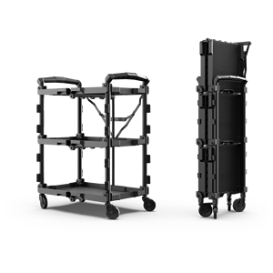 Carrello Pieghevole Multiuso Nero XL - Carrello Portaoggetti Moderno in Metallo e Plastica per Casa, Ufficio, Cucina, Garage - Product Image 2