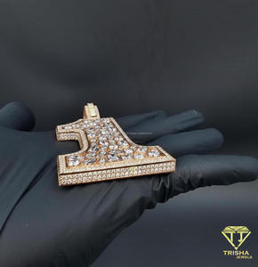 Number 1 Pendant Moissanite Diamond <b>Iced</b> <b>Out</b> Hip Hop Necklace Gold Plated Bling <b>Chain</b> Jewelry Gift - Product Image 3