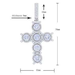 <b>Iced</b> <b>Out</b> Luxury Cross Necklace Men Women Bling 8MM Tennis <b>Chain</b> Moissanite Silver Color Charm Pendant Hip Hop Jewelry - Product Image 2