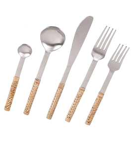 Stainless Steel Spoon With Rattan Handle Cutlery <b>Set</b> for Business <b>Gifts</b> Customized Steel Spoon At <b>Cheap</b> Price - Product Image 4